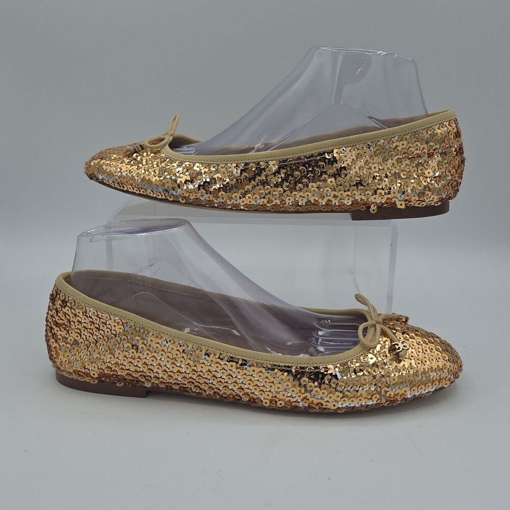 Sam Edelman Felicia Gold Sequin Ballet Flats Slip On Shoes Womens Size 10 M